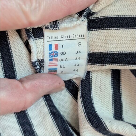 Saint James Meridien Breton Striped Long Sleeve Shirt White Black S (US 34) - Picture 7 of 8